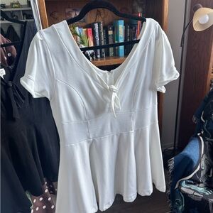 Unique Vintage White Blouse with Bow Detail